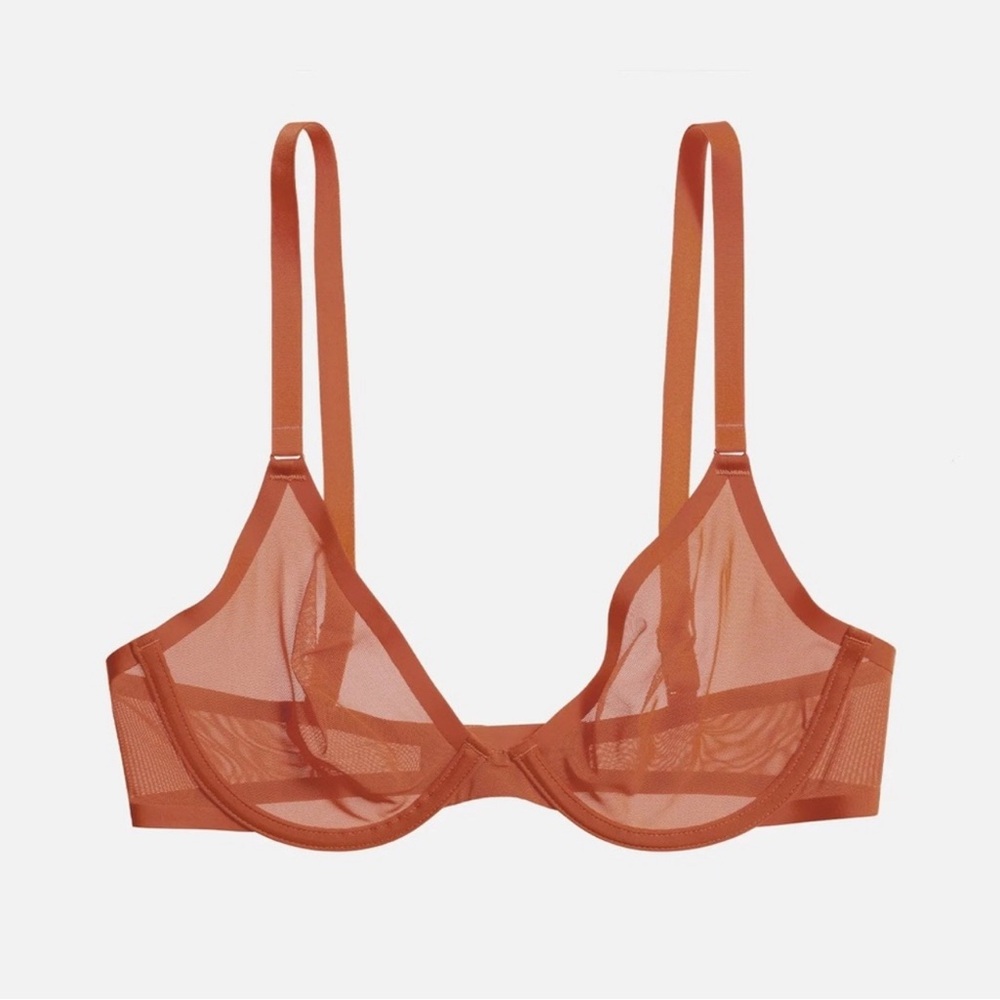 Cuup The plunge Ladies Sheer Mesh Bra Underwire Clay (Burnt Orange)  Size 32F